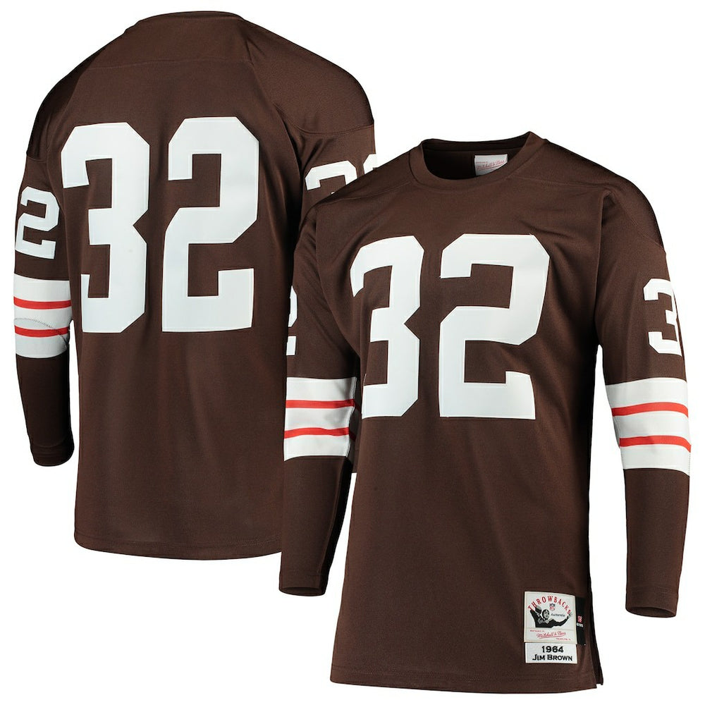 Jim Brown Cleveland Browns 1964 Authentic Throwback Retired Player Jersey Brown - Mitchell & Ness