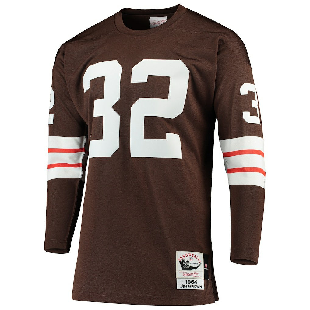 Jim Brown Cleveland Browns 1964 Authentic Throwback Retired Player Jersey Brown - Mitchell & Ness