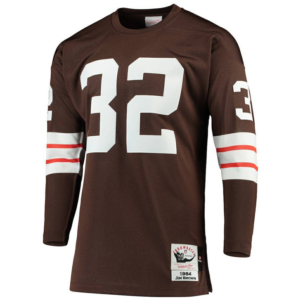 Jim Brown Cleveland Browns 1964 Authentic Throwback Retired Player Jersey Brown - Mitchell & Ness