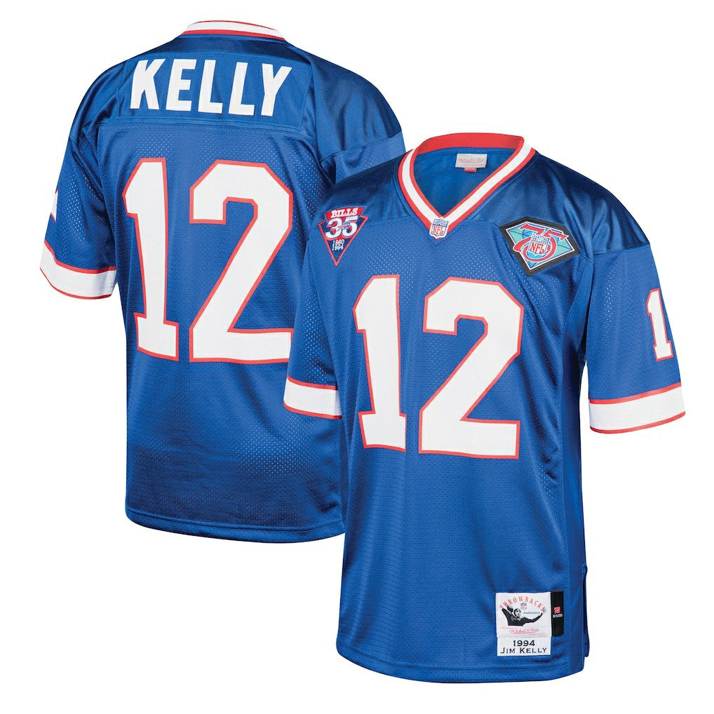 Jim Kelly Buffalo Bills 1994 Authentic Throwback Retired Player Jersey Royal - Mitchell & Ness