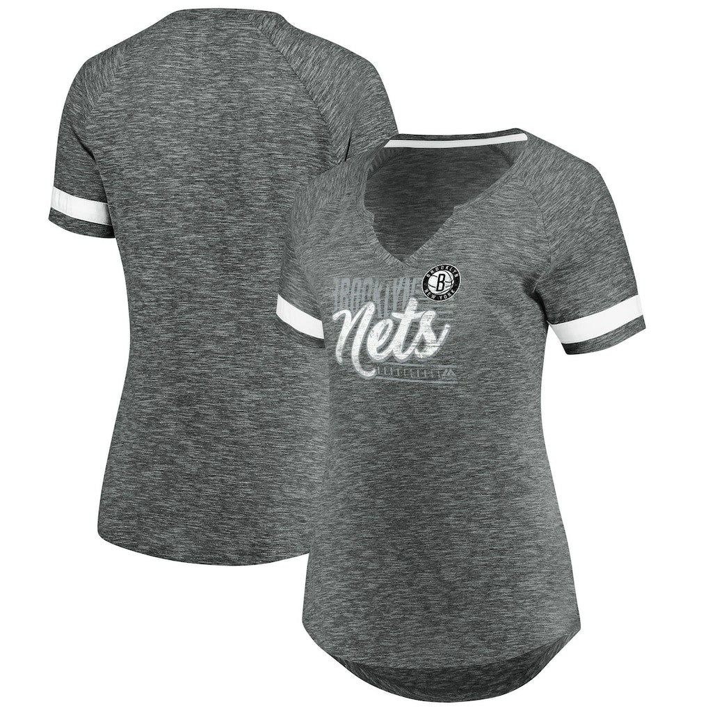 Fanatics - Brooklyn Nets Women's Showtime Winning With Pride Notch Neck T-Shirt - Gray/White