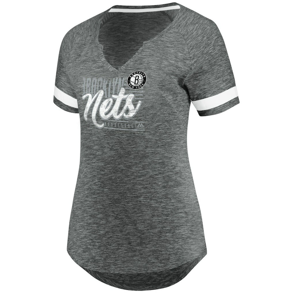 Fanatics - Brooklyn Nets Women's Showtime Winning With Pride Notch Neck T-Shirt - Gray/White