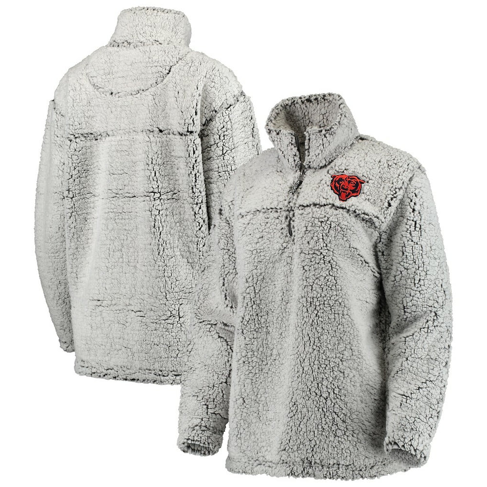 Chicago Bears Women's Sherpa Quarter-Zip Pullover Jacket Gray - NFL