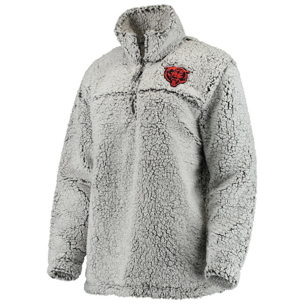 Chicago Bears Women's Sherpa Quarter-Zip Pullover Jacket Gray - NFL