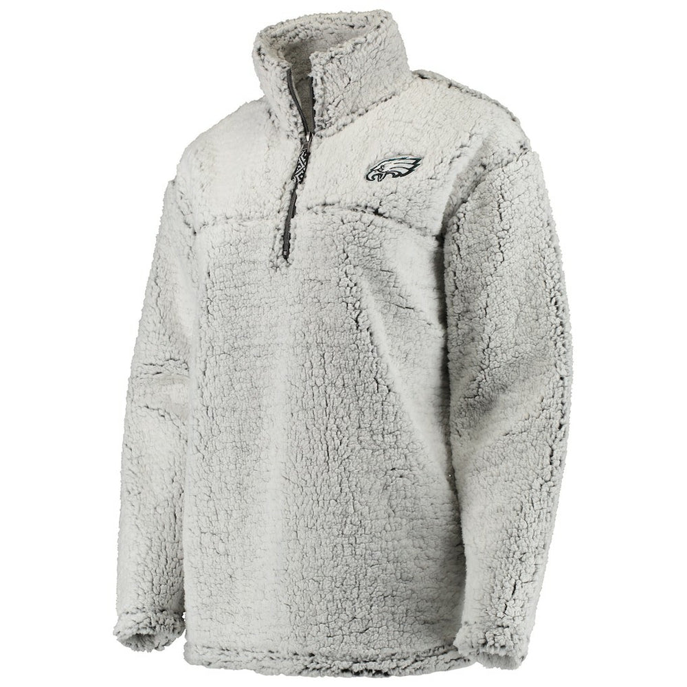 Philadelphia Eagles Women's Sherpa Quarter-Zip Pullover Jacket Gray - NFL