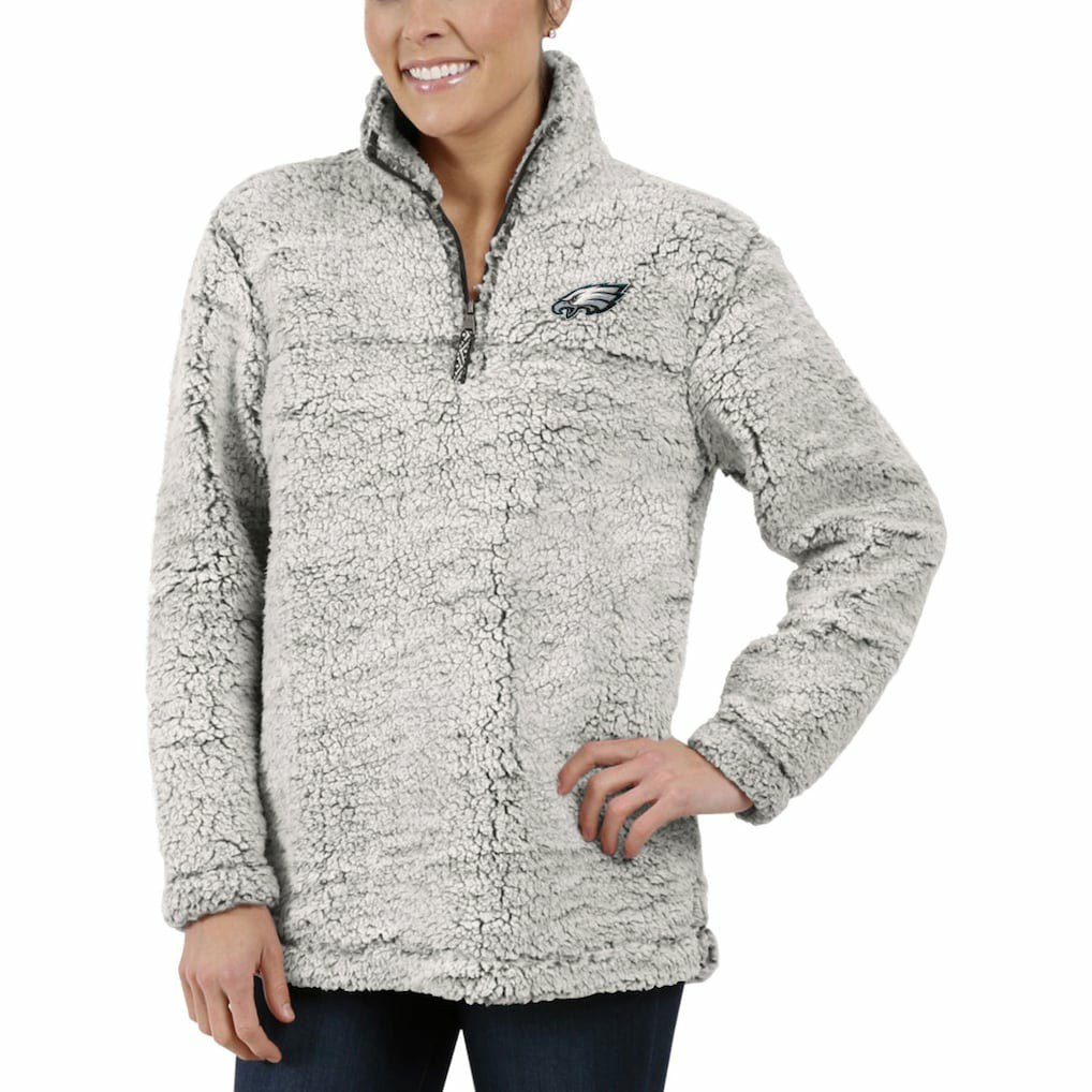 Philadelphia Eagles Women's Sherpa Quarter-Zip Pullover Jacket Gray - NFL