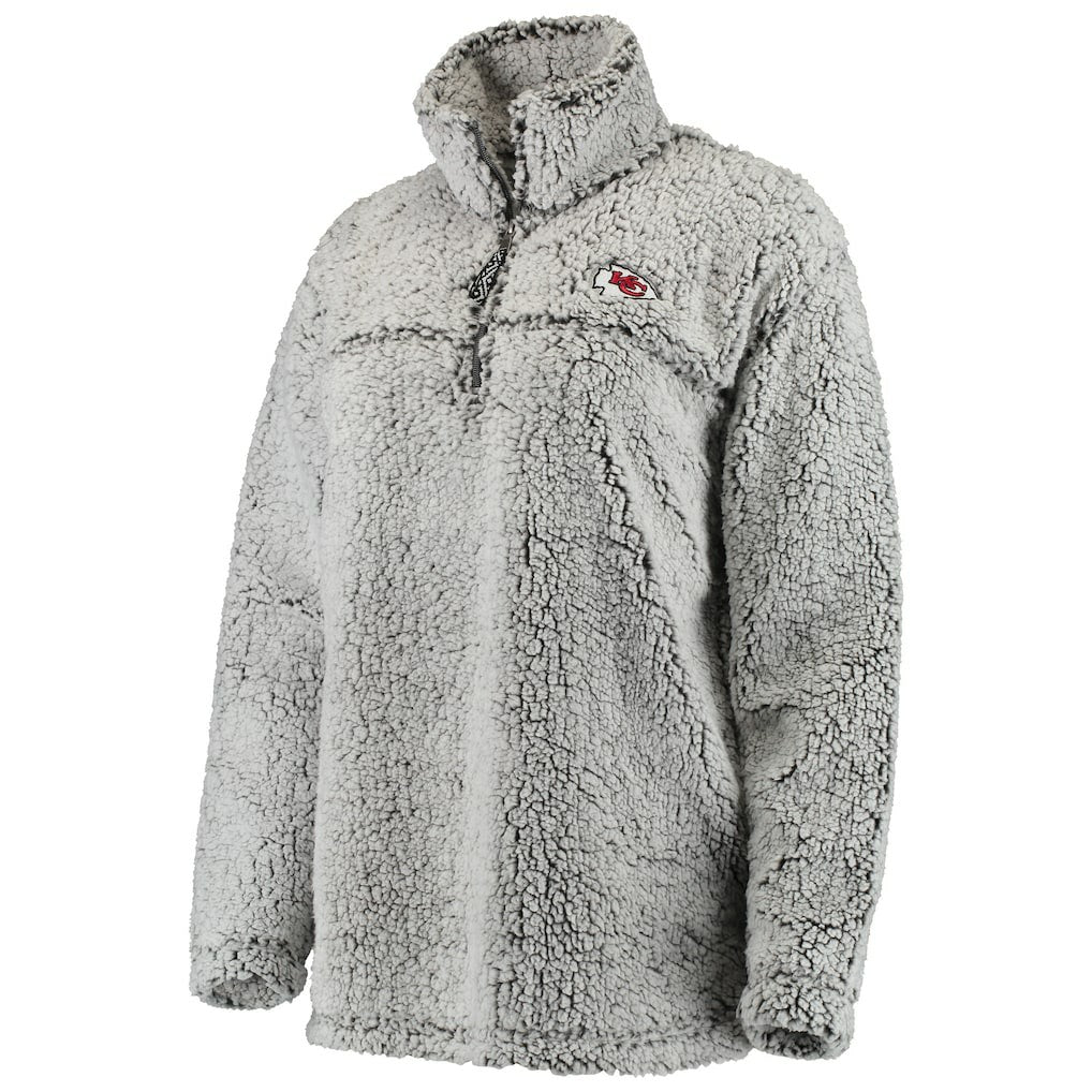 Kansas City Chiefs Women's Sherpa Quarter-Zip Pullover Jacket Gray - NFL