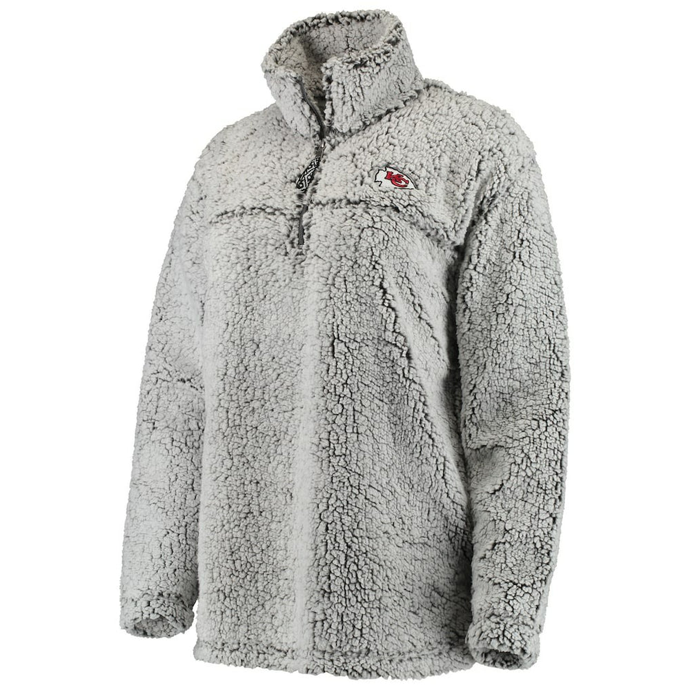 Kansas City Chiefs Women's Sherpa Quarter-Zip Pullover Jacket Gray - NFL