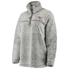 Kansas City Chiefs Women's Sherpa Quarter-Zip Pullover Jacket Gray - NFL