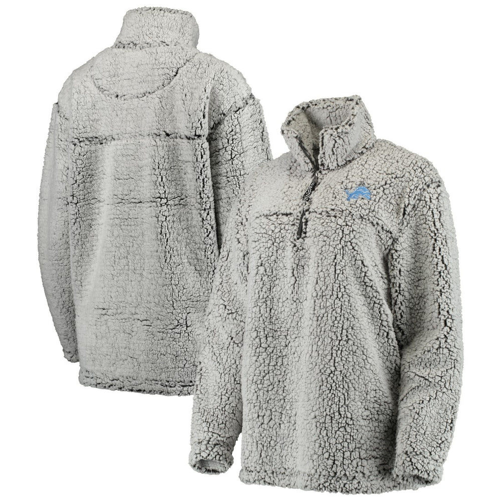 Detroit Lions Women's Sherpa Quarter-Zip Pullover Jacket Gray - NFL