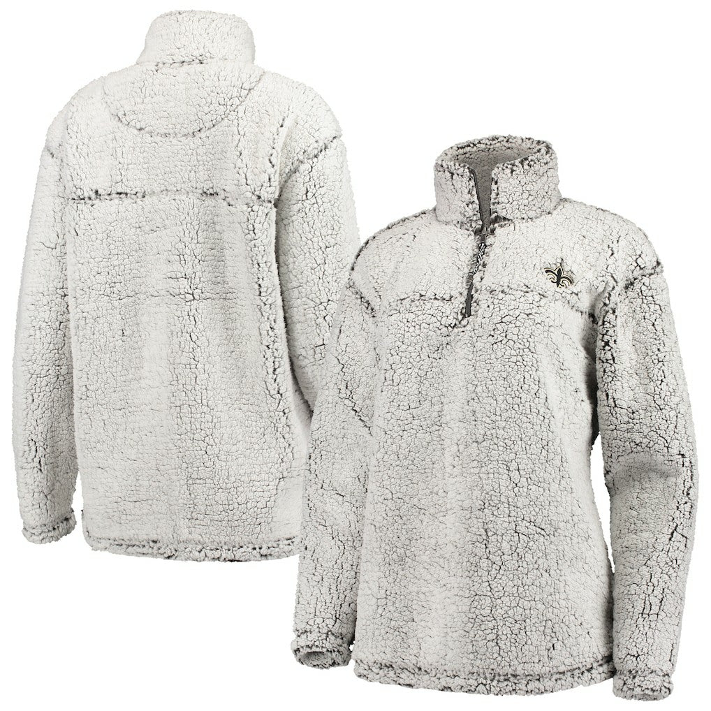 New Orleans Saints G-III 4Her by Carl Banks Women's Sherpa Quarter-Zip Pullover Jacket Gray - NFL