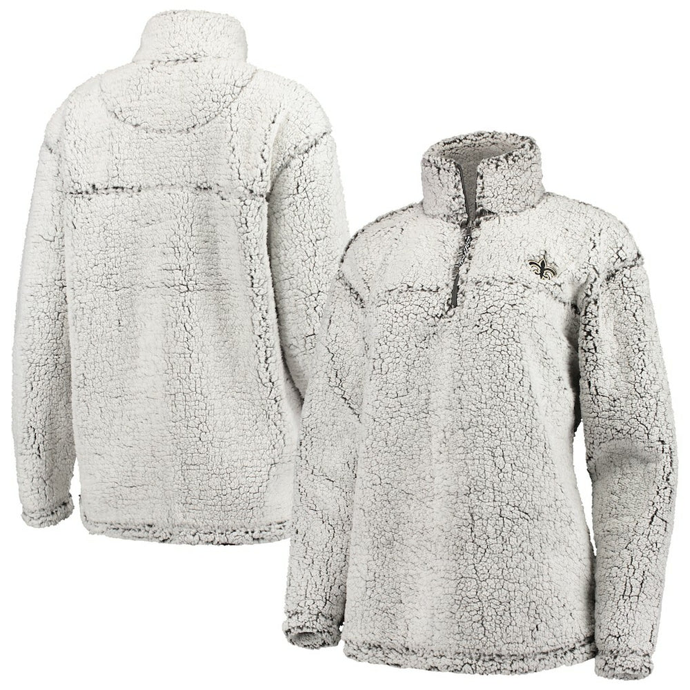 New Orleans Saints G-III 4Her by Carl Banks Women's Sherpa Quarter-Zip Pullover Jacket Gray - NFL