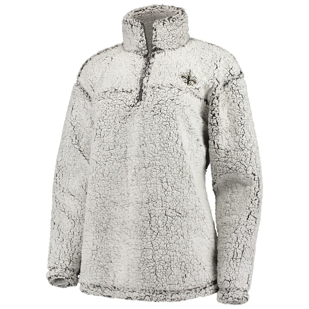 New Orleans Saints G-III 4Her by Carl Banks Women's Sherpa Quarter-Zip Pullover Jacket Gray - NFL