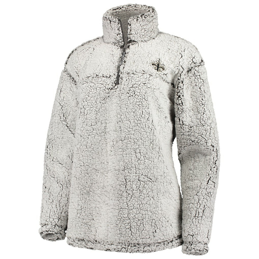 New Orleans Saints G-III 4Her by Carl Banks Women's Sherpa Quarter-Zip Pullover Jacket Gray - NFL