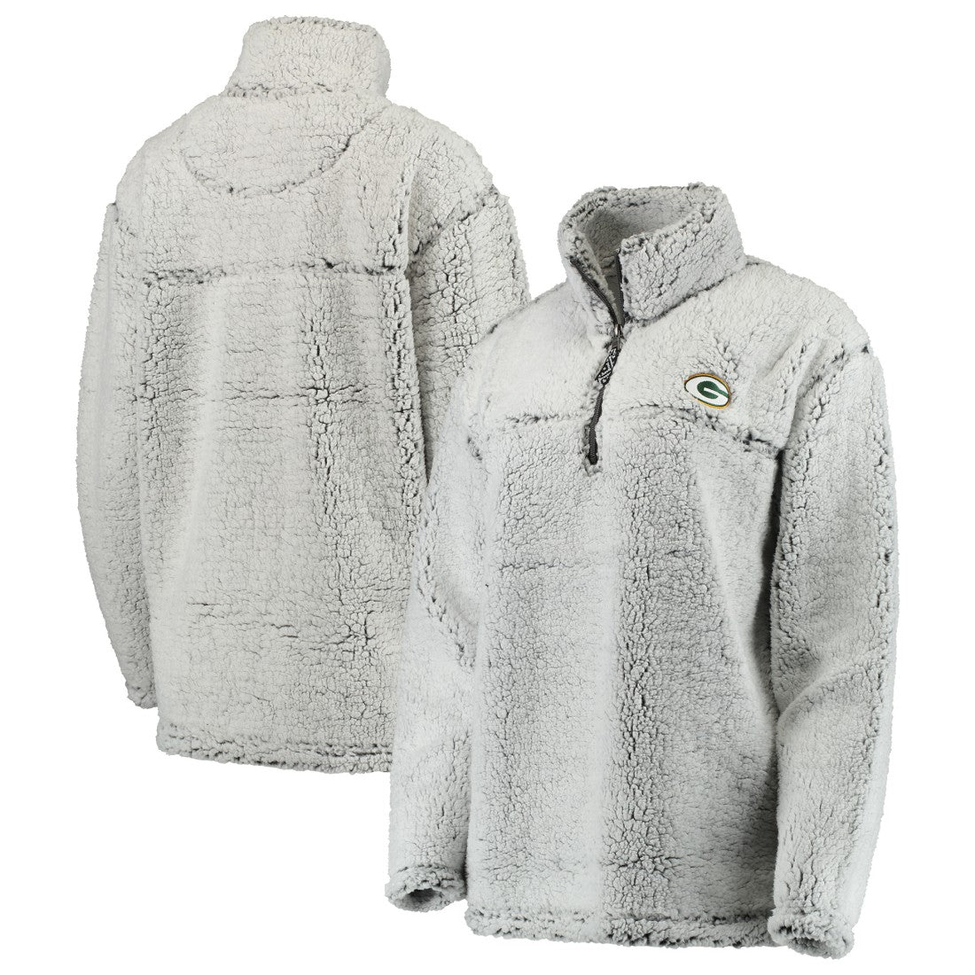 Green Bay Packers Women's Sherpa Quarter-Zip Pullover Jacket Gray - NFL