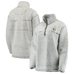 Green Bay Packers Women's Sherpa Quarter-Zip Pullover Jacket Gray - NFL