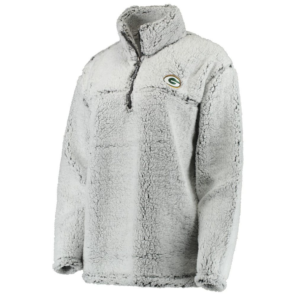 Green Bay Packers Women's Sherpa Quarter-Zip Pullover Jacket Gray - NFL