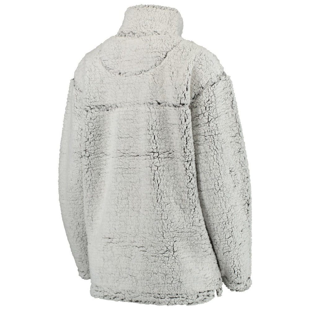 Green Bay Packers Women's Sherpa Quarter-Zip Pullover Jacket Gray - NFL