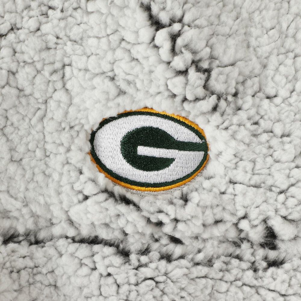 Green Bay Packers Women's Sherpa Quarter-Zip Pullover Jacket Gray - NFL
