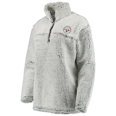 Pittsburgh Steelers Women's Sherpa Quarter-Zip Pullover Jacket Gray - NFL