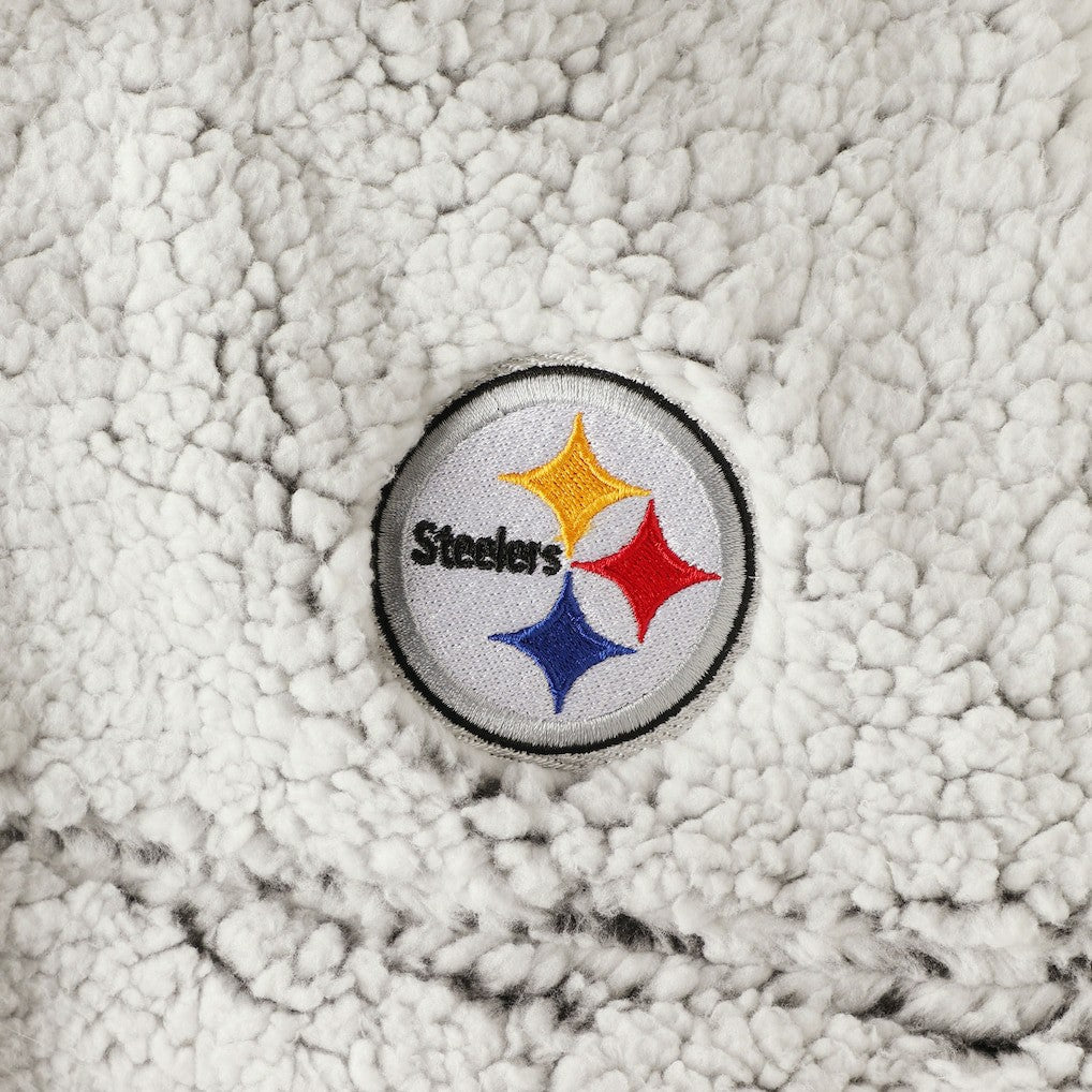 Pittsburgh Steelers Women's Sherpa Quarter-Zip Pullover Jacket Gray - NFL