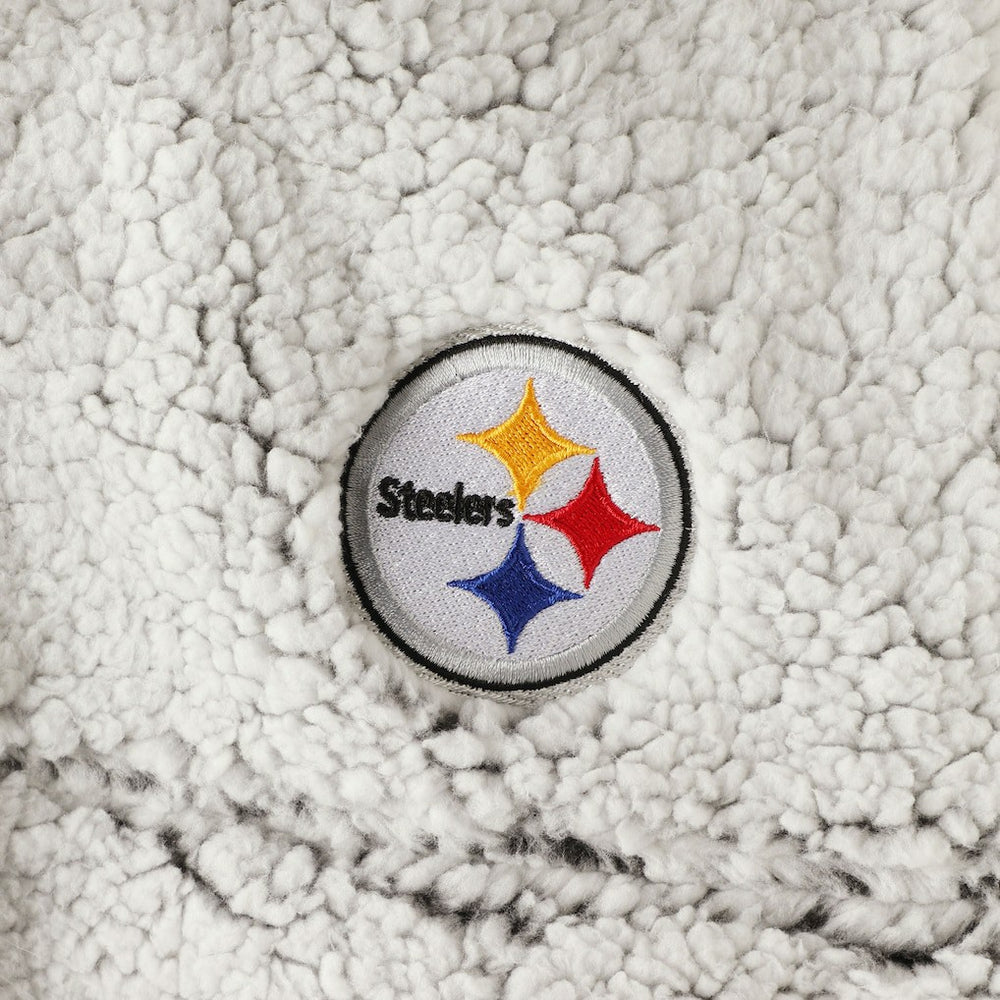 Pittsburgh Steelers Women's Sherpa Quarter-Zip Pullover Jacket Gray - NFL