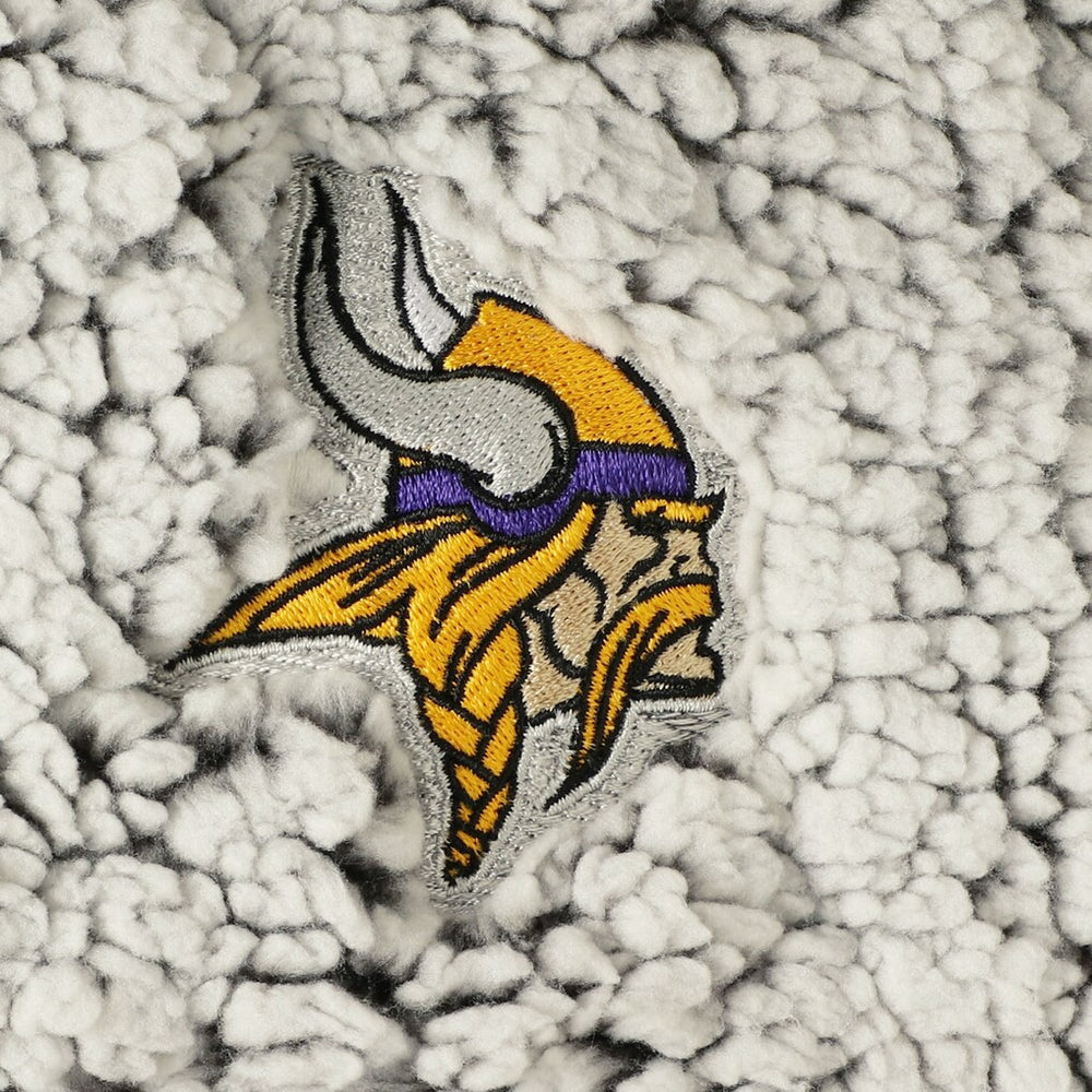 Minnesota Vikings Women's Sherpa Quarter-Zip Pullover Jacket Gray - NFL