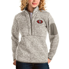San Francisco 49ers Antigua Women's Fortune Half-Zip Pullover Jacket Oatmeal - NFL