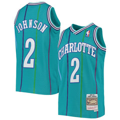 Mitchell & Ness - Larry Johnson Charlotte Hornets Youth 1992/93 Hardwood Classics Swingman Jersey - Teal
