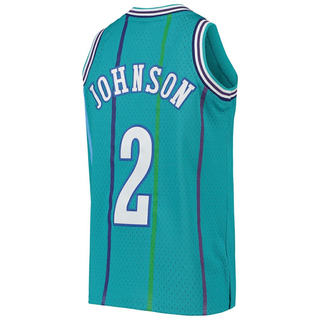 Mitchell & Ness - Larry Johnson Charlotte Hornets Youth 1992/93 Hardwood Classics Swingman Jersey - Teal