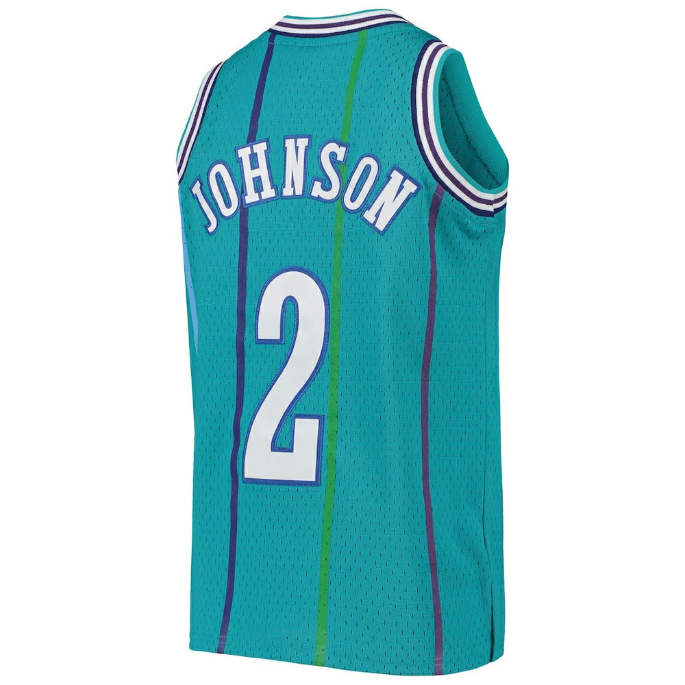 Mitchell & Ness - Larry Johnson Charlotte Hornets Youth 1992/93 Hardwood Classics Swingman Jersey - Teal