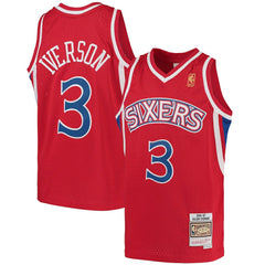 Mitchell & Ness - Allen Iverson Philadelphia 76ers Youth 1996/97 Hardwood Classics Swingman Throwback Jersey - Red