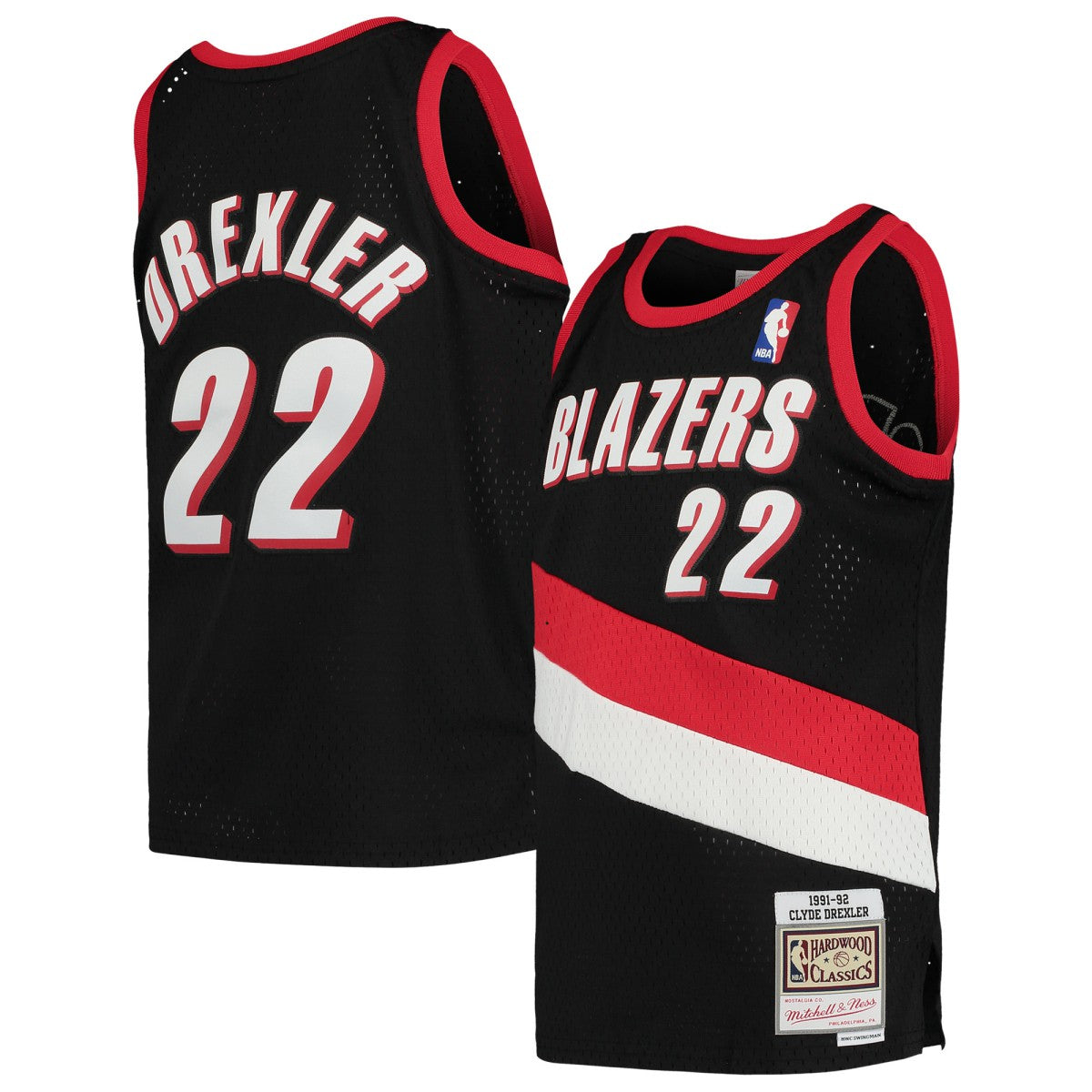 Clyde Drexler Portland Trail Blazers Youth 1991/92 Hardwood Classics Swingman Jersey - Black | NBA Jerseys