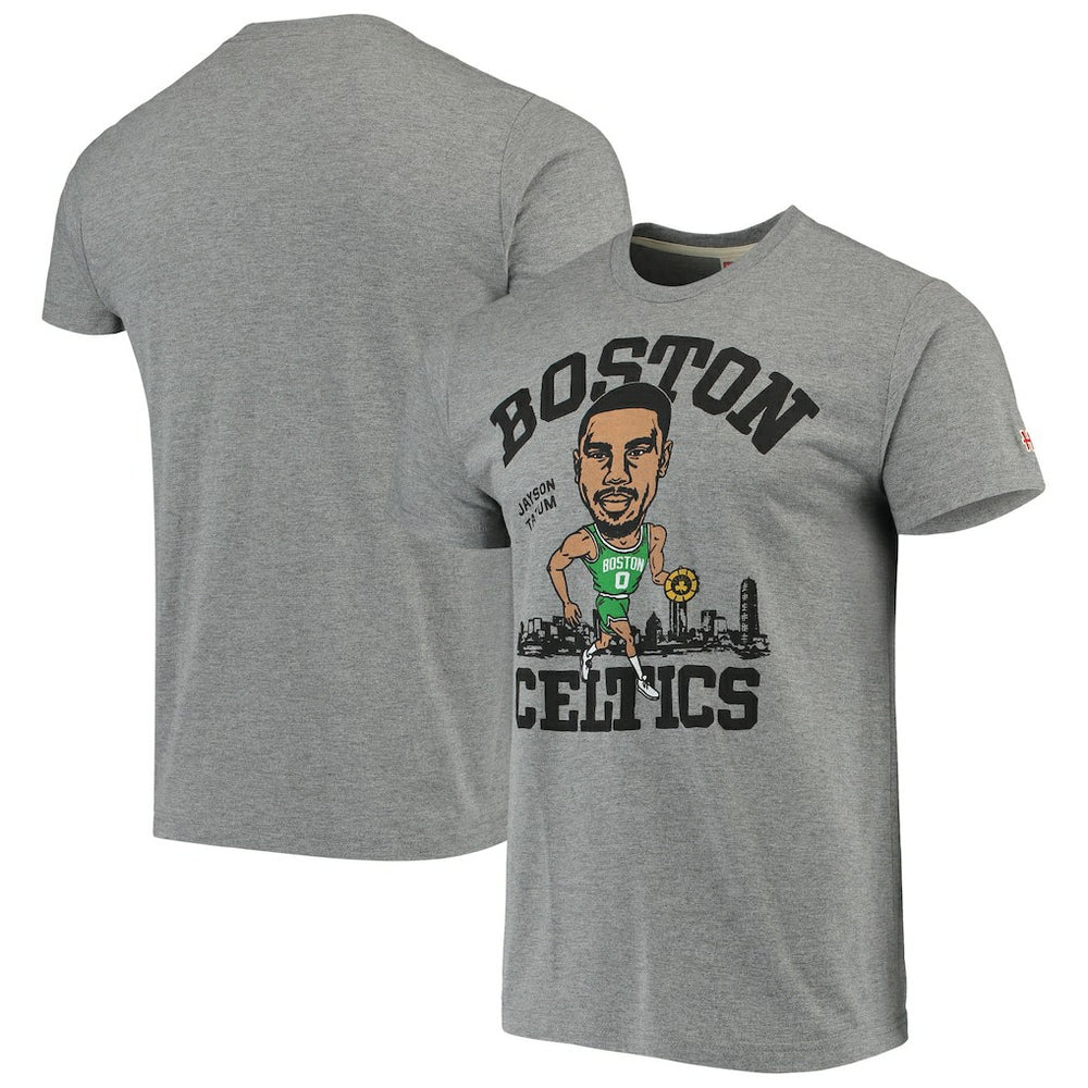 NBA - Jayson Tatum Boston Celtics Caricature Tri-Blend T-Shirt - Gray