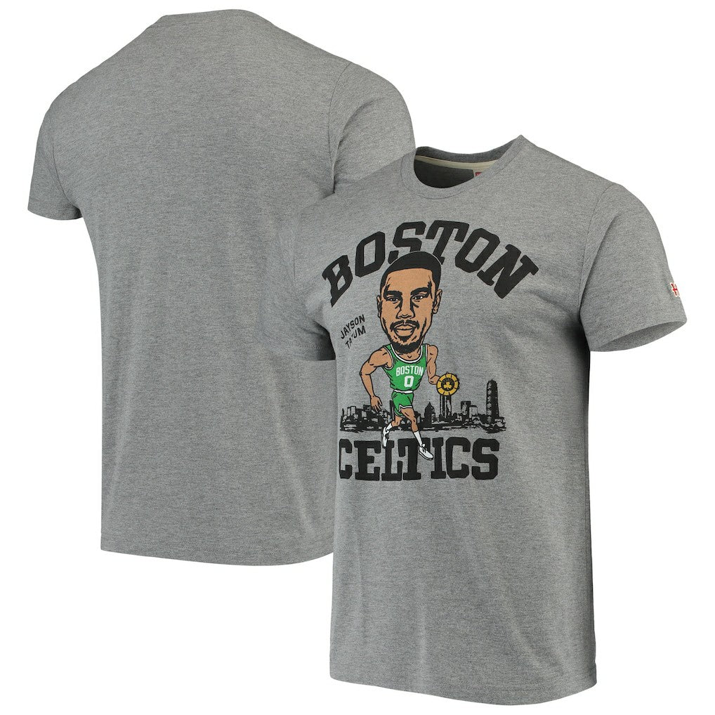 NBA - Jayson Tatum Boston Celtics Caricature Tri-Blend T-Shirt - Gray