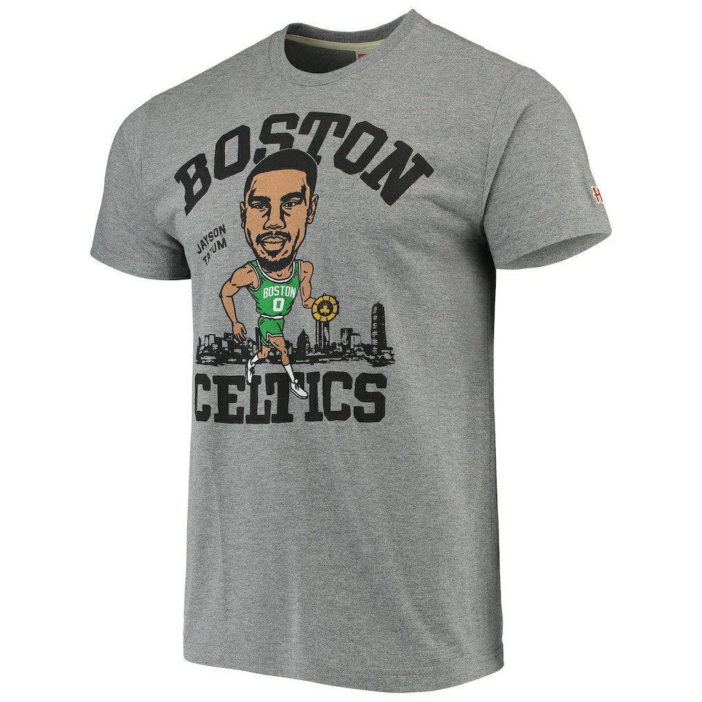 NBA - Jayson Tatum Boston Celtics Caricature Tri-Blend T-Shirt - Gray