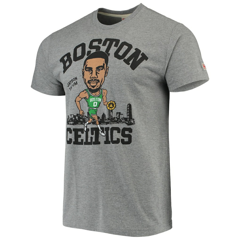 NBA - Jayson Tatum Boston Celtics Caricature Tri-Blend T-Shirt - Gray