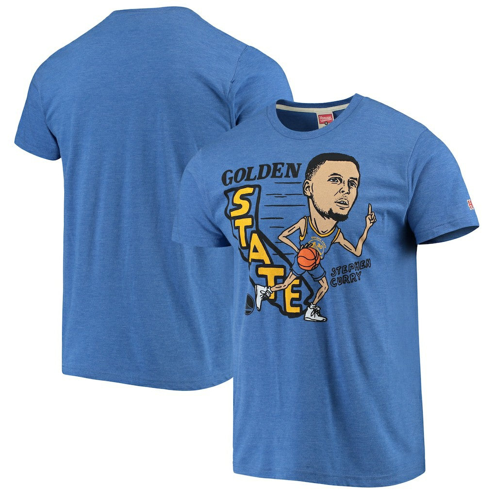 NBA - Stephen Curry Golden State Warriors Caricature Tri-Blend T-Shirt - Royal