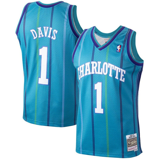 Baron Davis Charlotte Hornets 1999/00 Hardwood Classics Swingman Jersey - Teal | NBA Jerseys