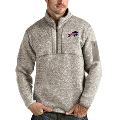 Buffalo Bills Antigua Fortune Quarter-Zip Pullover Jacket Oatmeal - NFL