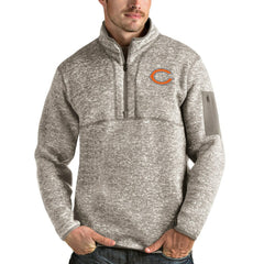 Chicago Bears Antigua Fortune Quarter-Zip Pullover Jacket Oatmeal - NFL