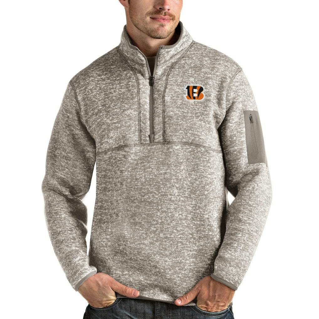 Cincinnati Bengals Antigua Fortune Quarter-Zip Pullover Jacket Oatmeal - NFL