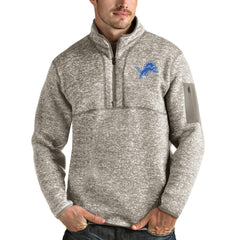 Detroit Lions Antigua Fortune Quarter-Zip Pullover Jacket Oatmeal - NFL