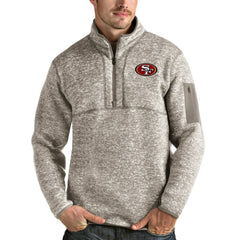 San Francisco 49ers Antigua Fortune Quarter-Zip Pullover Jacket Oatmeal - NFL