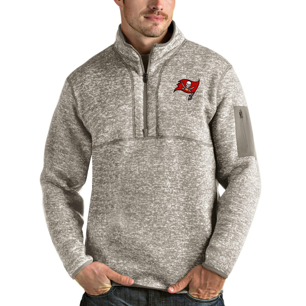 Tampa Bay Buccaneers Antigua Fortune Quarter-Zip Pullover Jacket Oatmeal - NFL