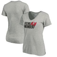 Tampa Bay Buccaneers Women's Krewe Member V-Neck T-Shirt Heather Gray - NFL