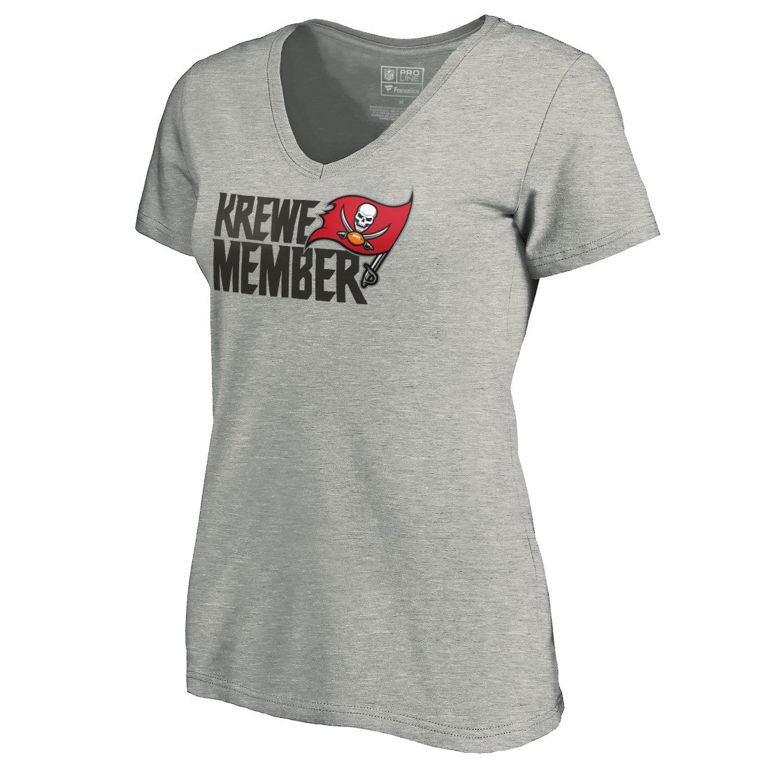 Tampa Bay Buccaneers Women's Krewe Member V-Neck T-Shirt Heather Gray - NFL