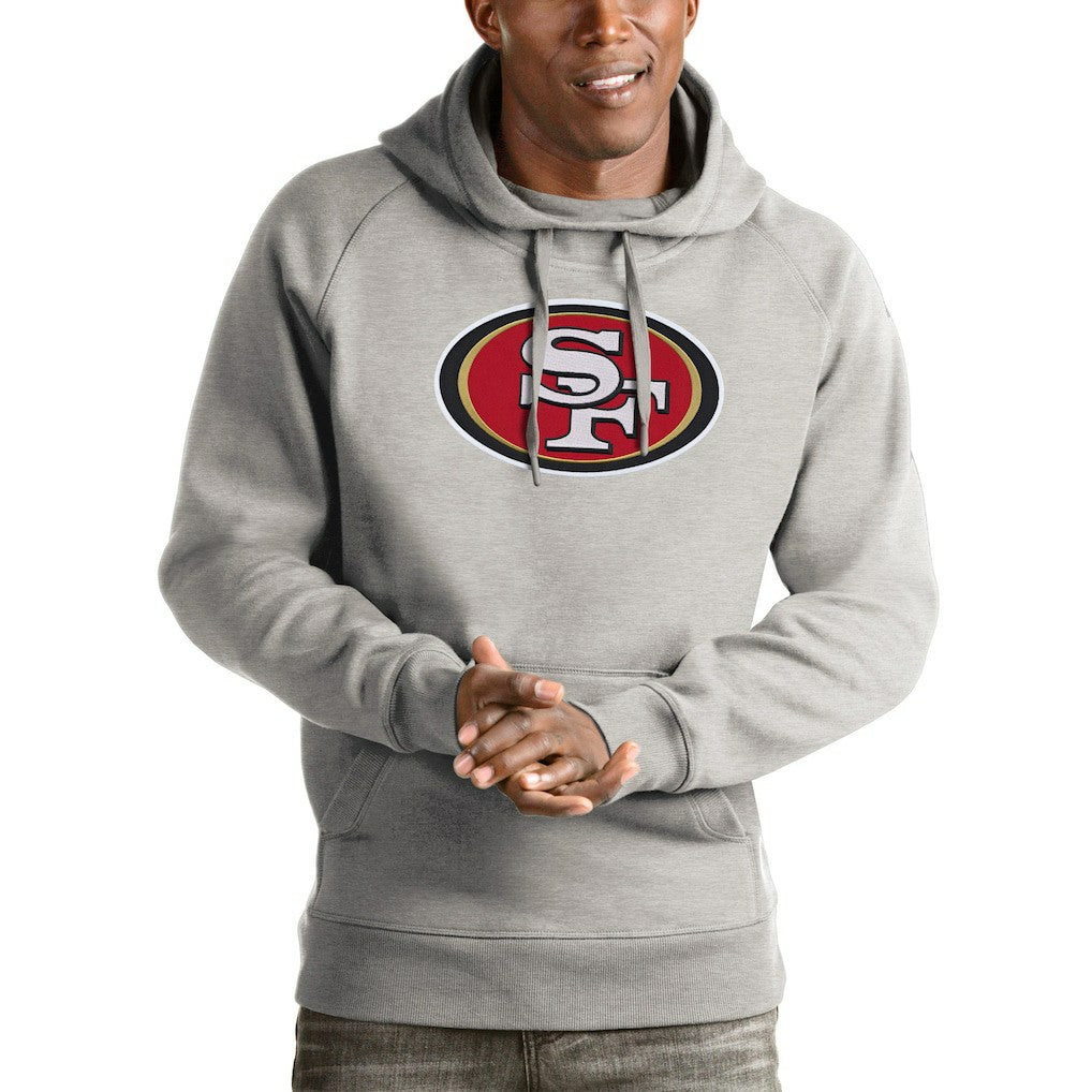 San Francisco 49ers Antigua Victory Pullover Hoodie Heather Gray - NFL