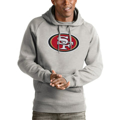 San Francisco 49ers Antigua Victory Pullover Hoodie Heather Gray - NFL