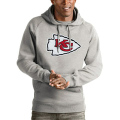 Kansas City Chiefs Antigua Victory Pullover Hoodie Heather Gray - NFL